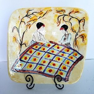 Personalized Quilting Women Pottery Platter
